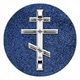 DAROUND 519 SL SH BL Silver Orthodox Cross Shimmer Blue Background